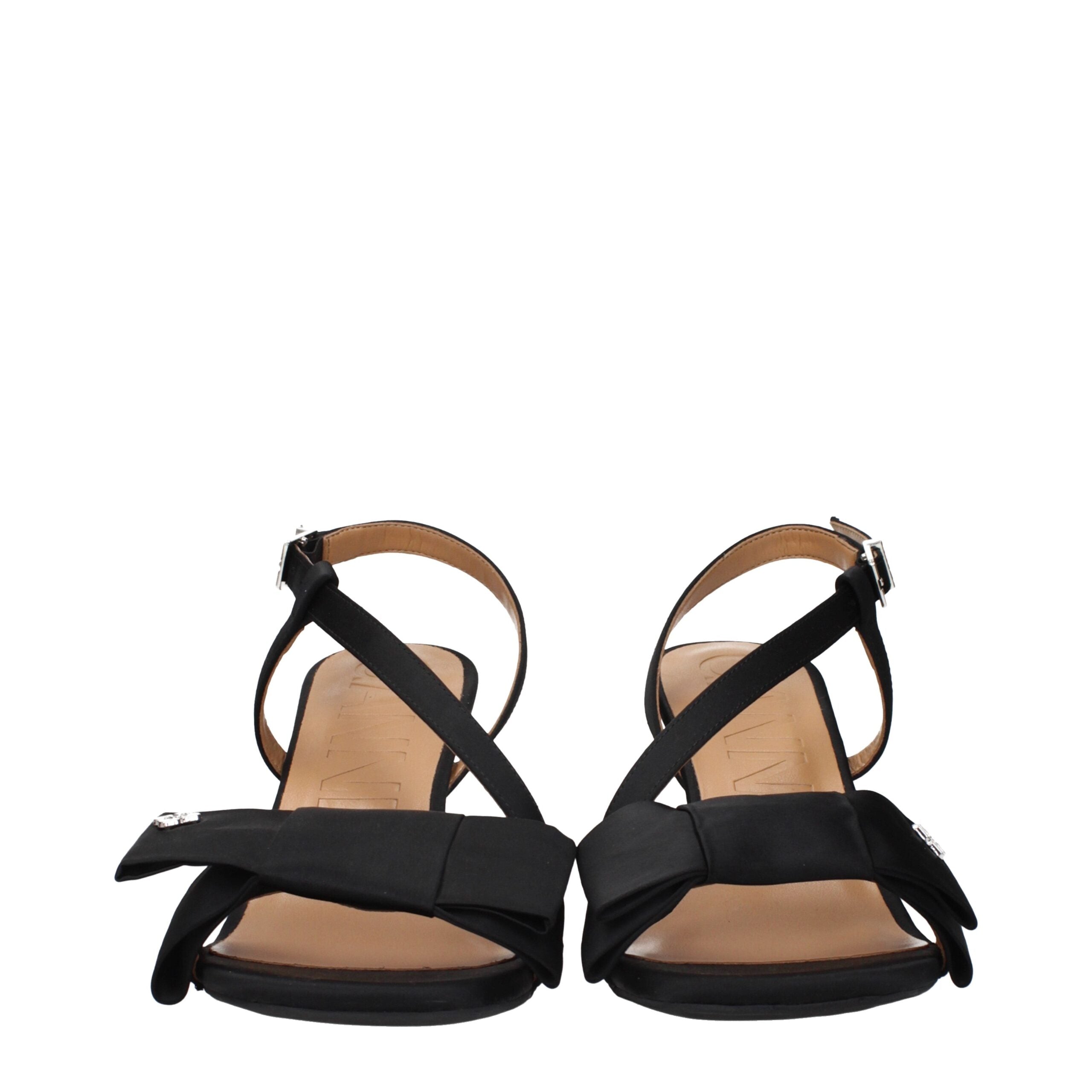 Ganni Black Fabric Platform Sandals