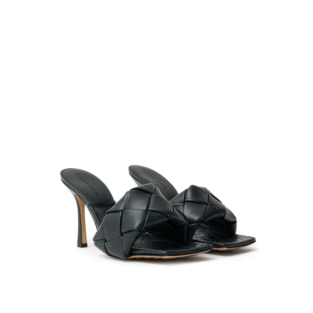 Bottega Veneta Green Leather Stiletto Heel Sandals - Zeiniez