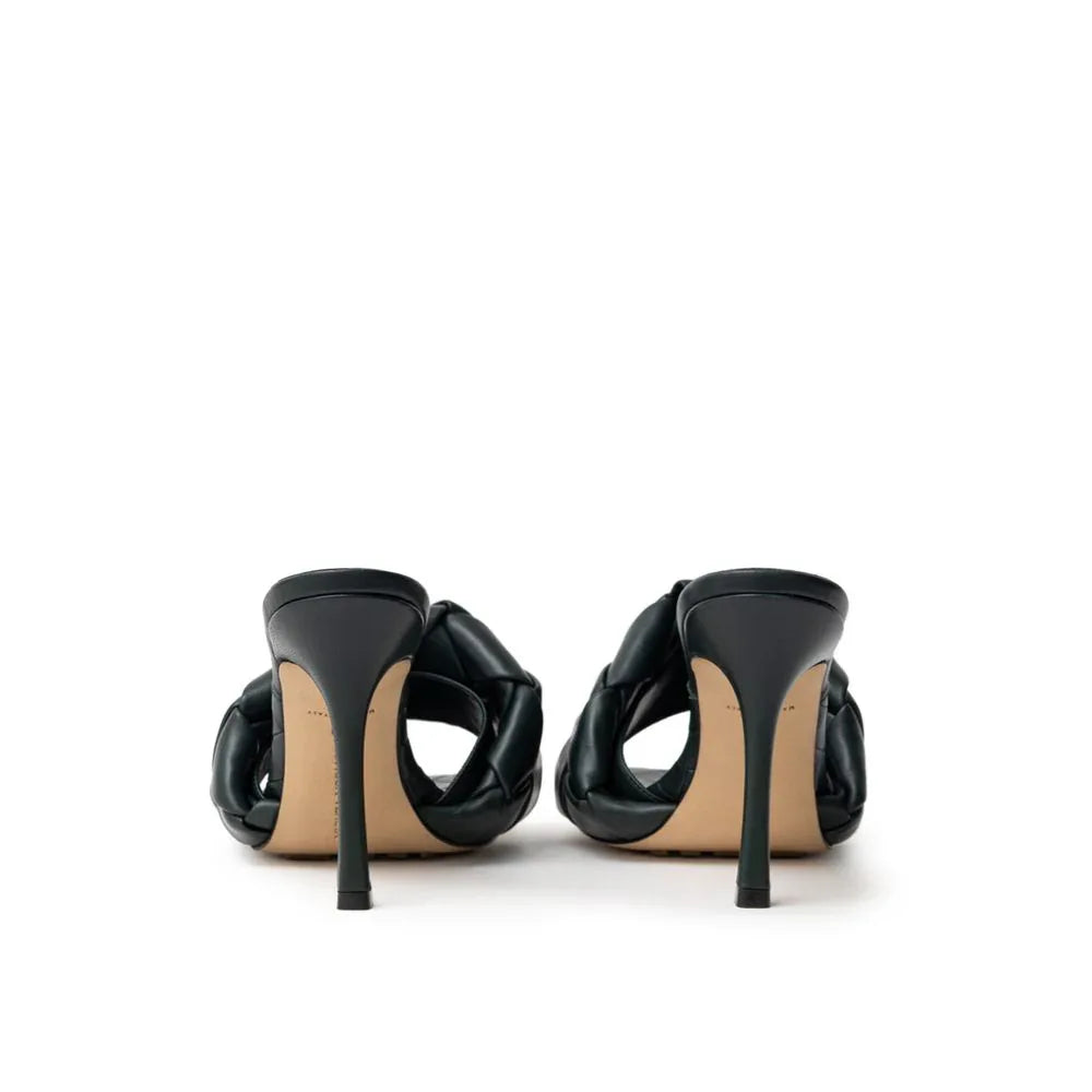 Bottega Veneta Green Leather Stiletto Heel Sandals - Zeiniez