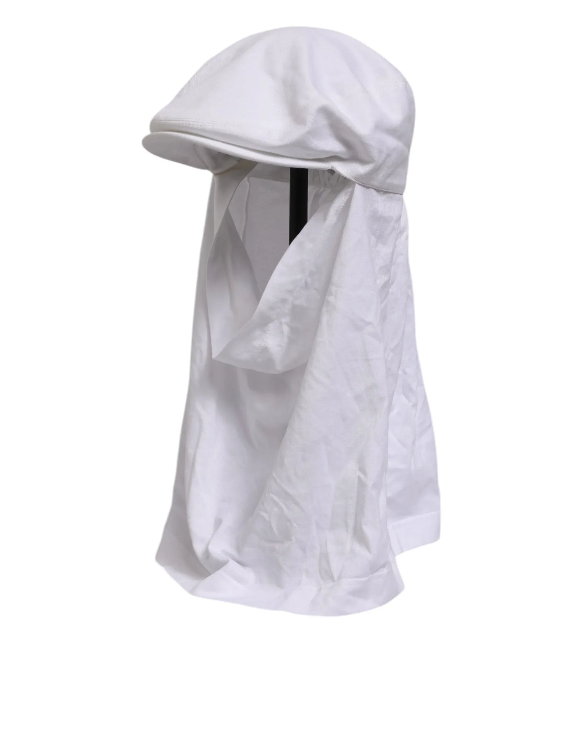 Dolce & Gabbana White Cotton DG Logo Plaque Baseball Balaclava Hat - Zeiniez