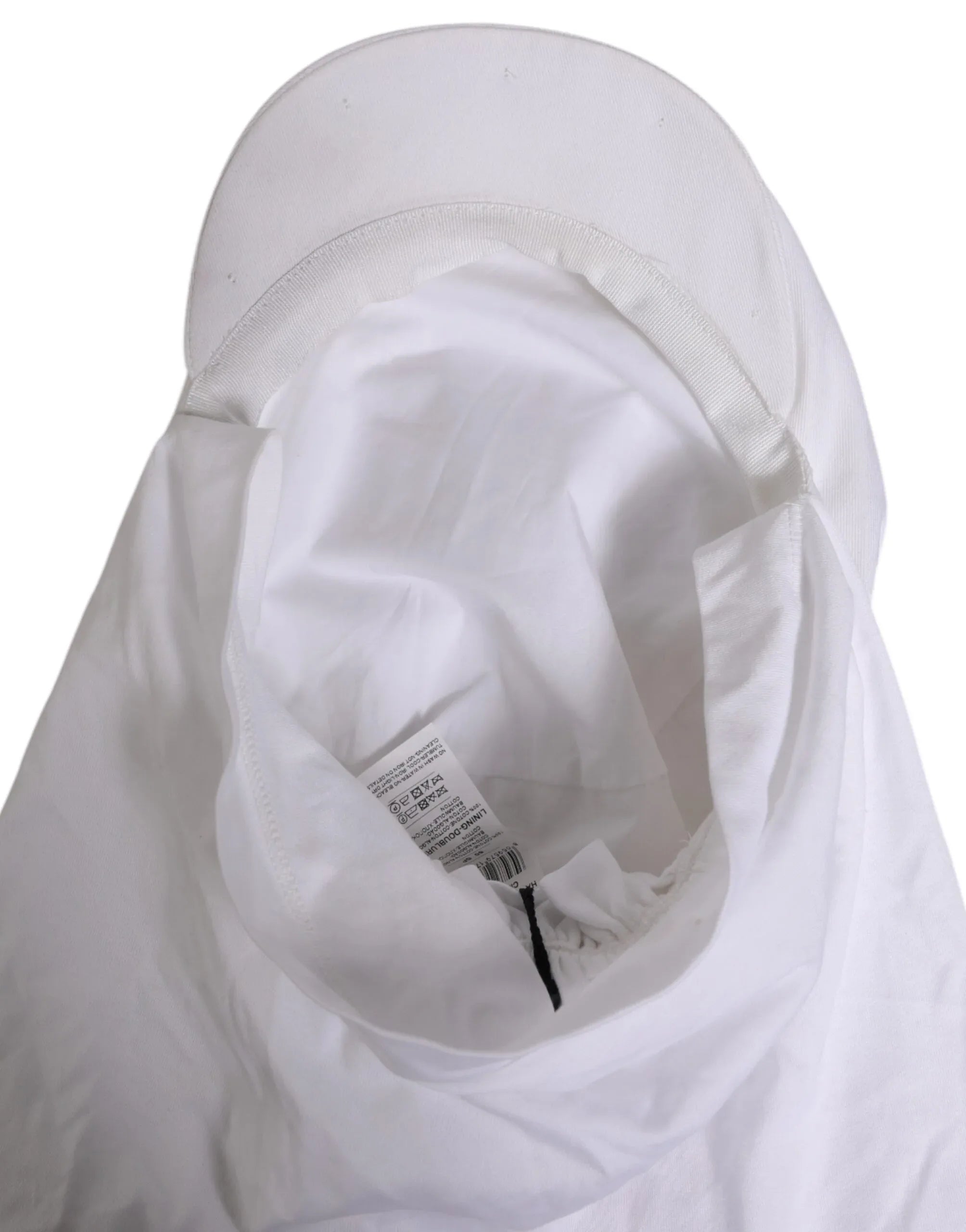 Dolce & Gabbana White Cotton DG Logo Plaque Baseball Balaclava Hat - Zeiniez