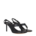 Off-White Black Leather Flip-Flop Sandals