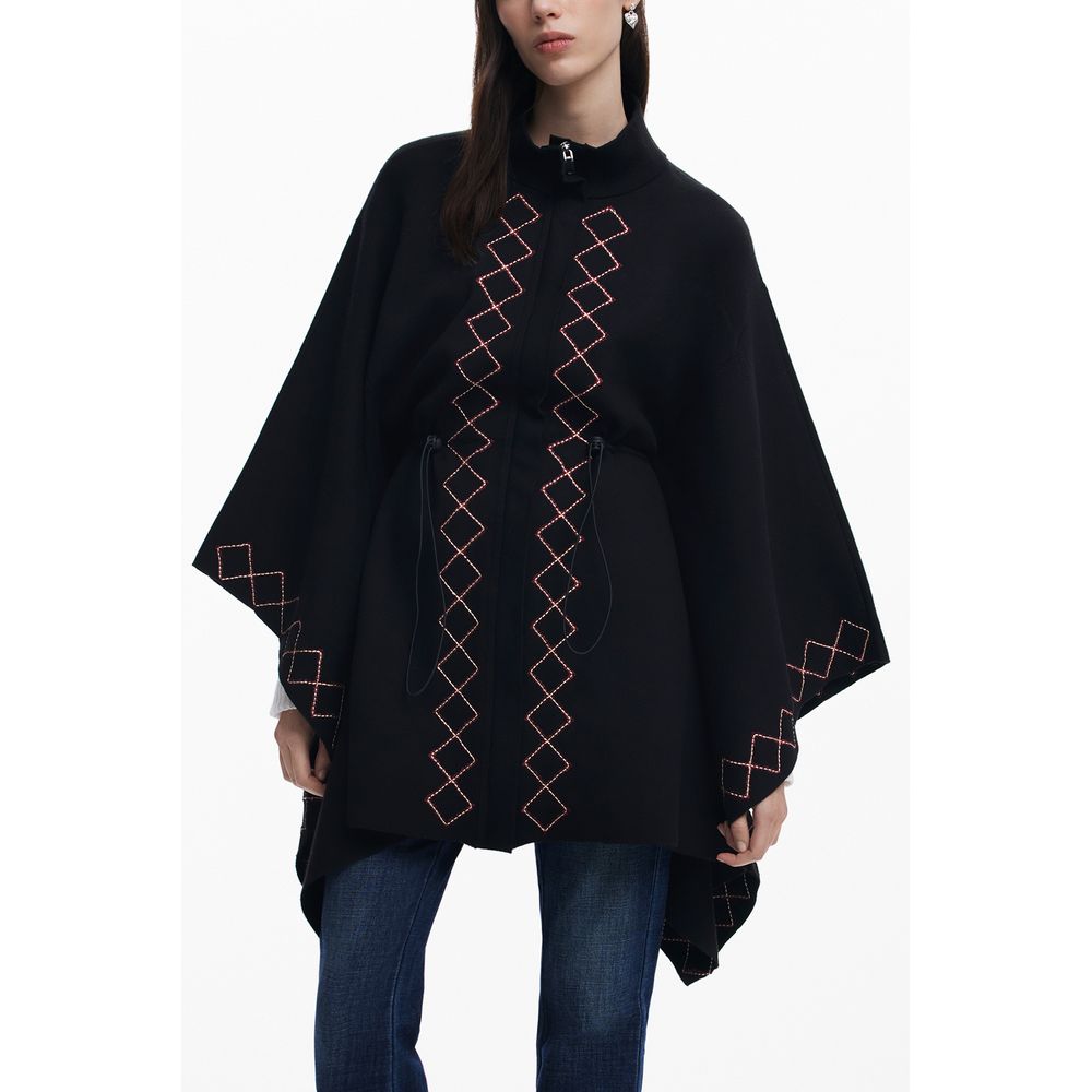 Desigual Black Polyester Women Poncho Desigual
