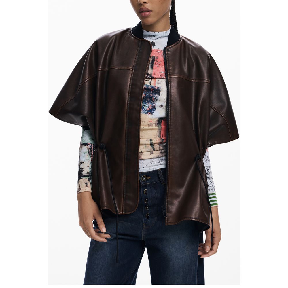 Desigual Burgundy Polyurethane Women Poncho - Zeiniez