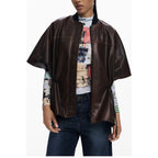 Desigual Burgundy Polyurethane Women Poncho - Zeiniez