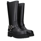 Off-White Black Leather Flat Boots