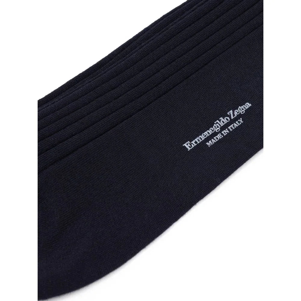 ZEGNA Navy Blue Wool Socks - Zeiniez