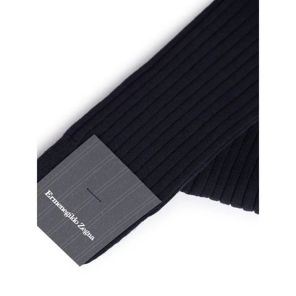 ZEGNA Navy Blue Wool Socks - Zeiniez
