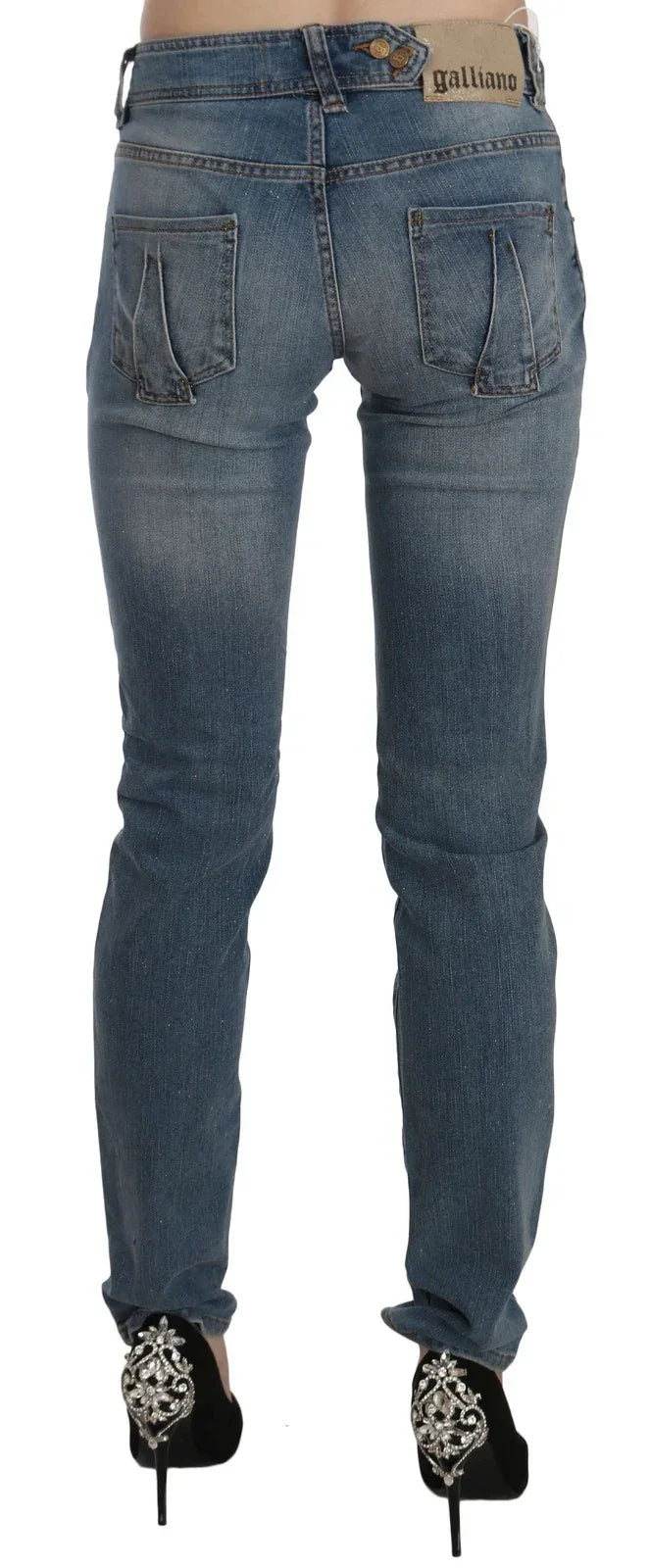 John Galliano Blue Washed Mid Waist Skinny Casual Denim Pants - Zeiniez