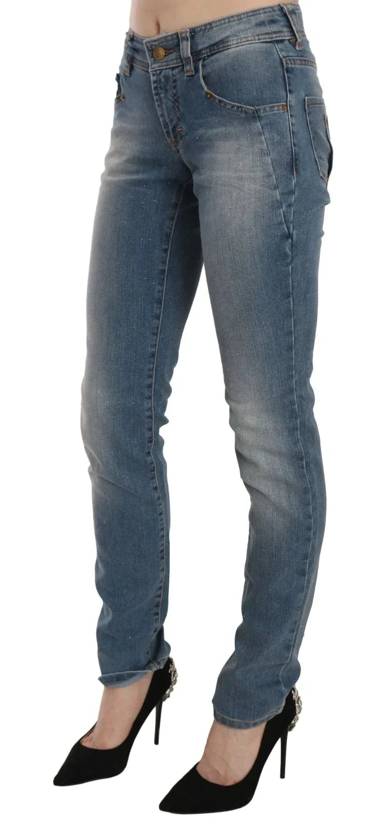 John Galliano Blue Washed Mid Waist Skinny Casual Denim Pants - Zeiniez