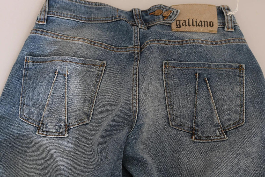 John Galliano Blue Washed Mid Waist Skinny Casual Denim Pants - Zeiniez