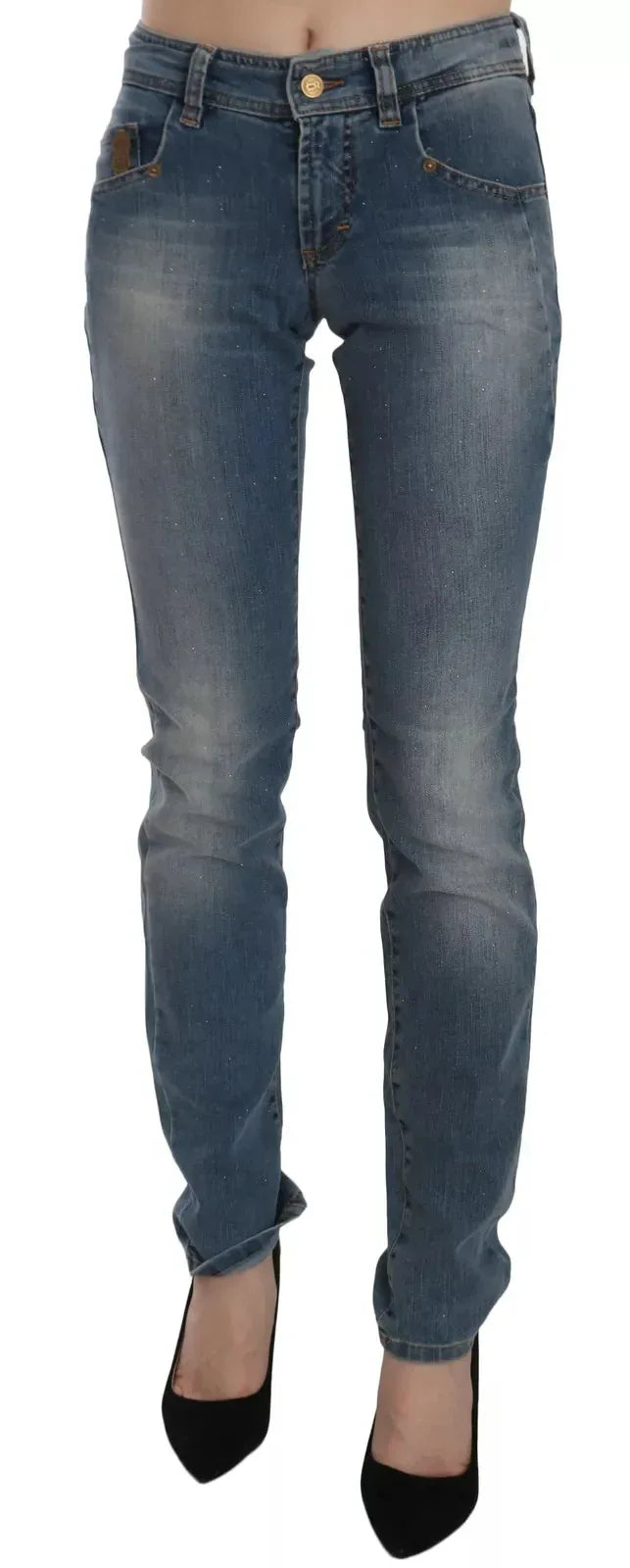 John Galliano Blue Washed Mid Waist Skinny Casual Denim Pants - Zeiniez