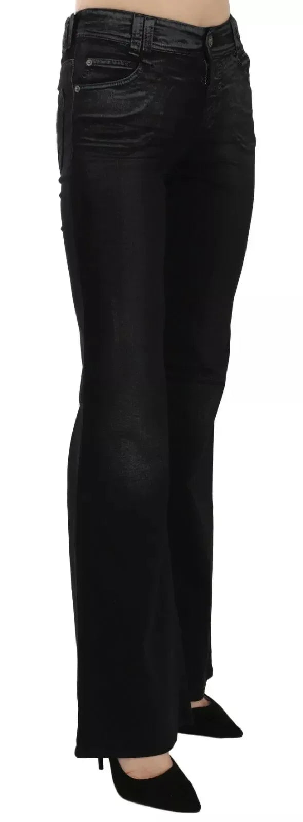 John Galliano Black Washed High Waist Flared Denim Casual Pants Jeans - Zeiniez