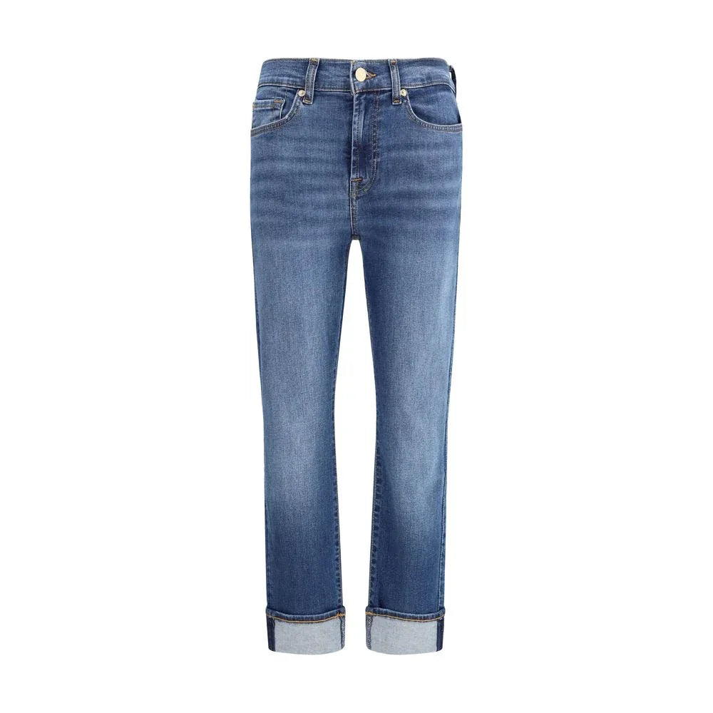 7FOR Blue Cotton Relaxed Fit Jeans - Zeiniez