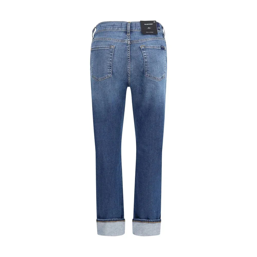 7FOR Blue Cotton Relaxed Fit Jeans - Zeiniez