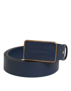 Dolce & Gabbana Blue Leather Classic Metal Logo Buckle Belt - Zeiniez