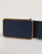 Dolce & Gabbana Blue Leather Classic Metal Logo Buckle Belt - Zeiniez