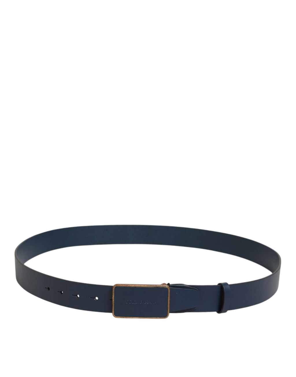 Dolce & Gabbana Blue Leather Classic Metal Logo Buckle Belt - Zeiniez