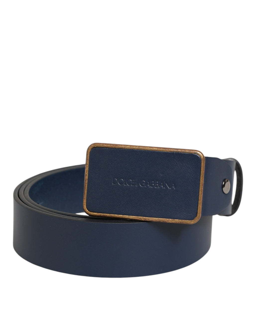 Dolce & Gabbana Blue Leather Classic Metal Logo Buckle Belt - Zeiniez