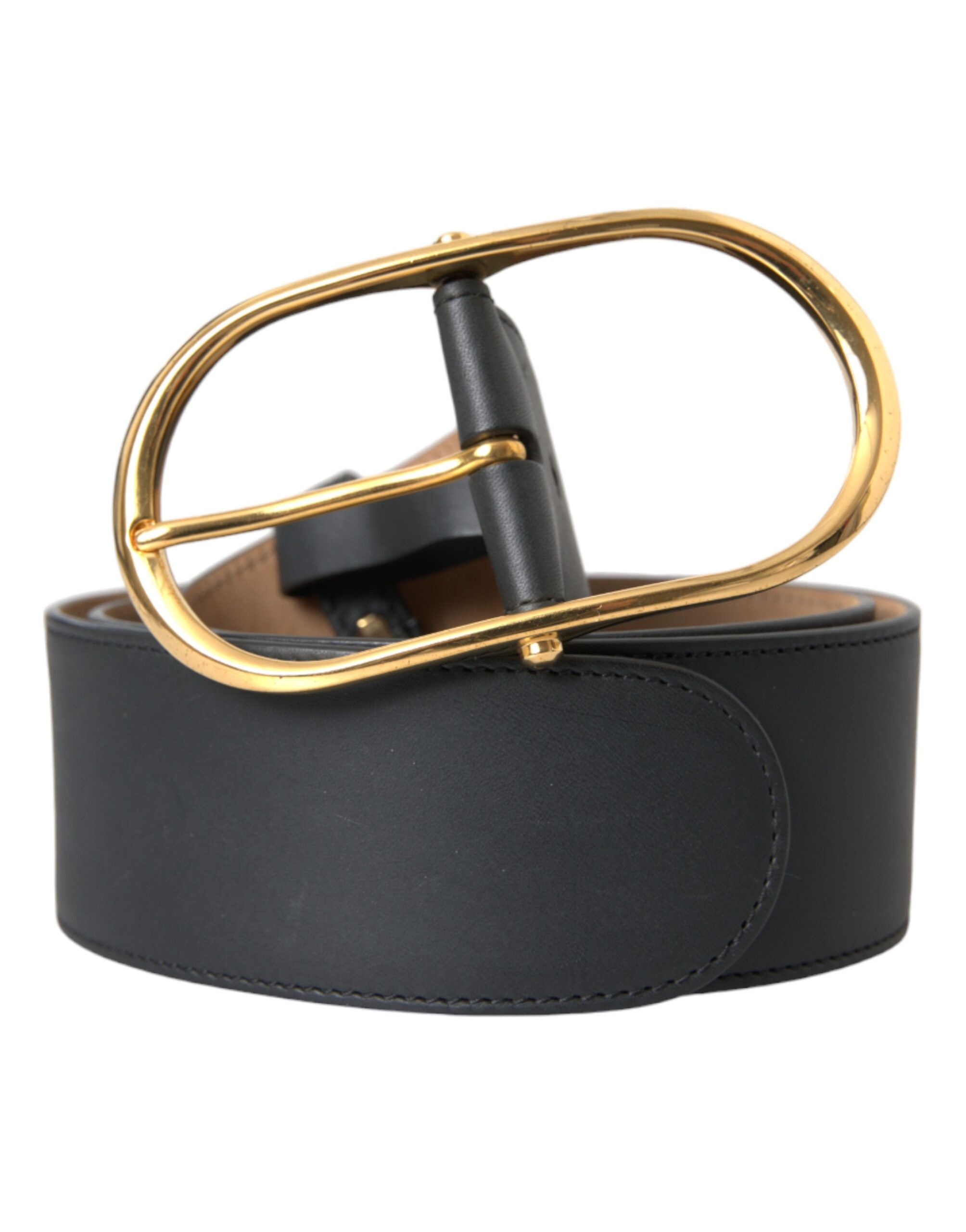 Dolce & Gabbana Black Leather Classic Metal Oval Buckle Belt - Zeiniez