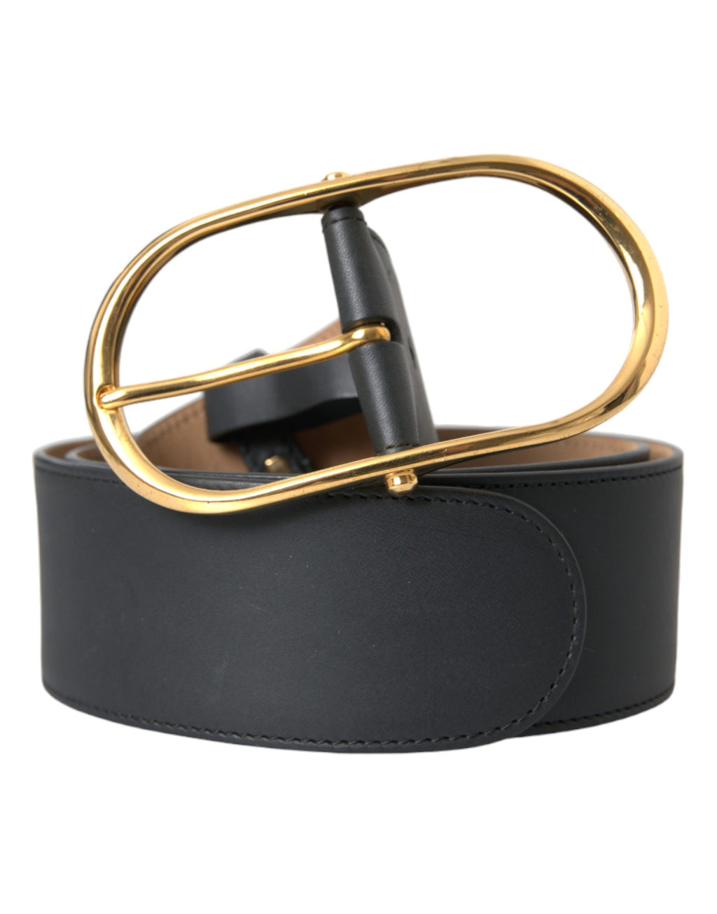 Dolce & Gabbana Black Leather Classic Metal Oval Buckle Belt - Zeiniez