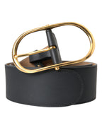Dolce & Gabbana Black Leather Classic Metal Oval Buckle Belt - Zeiniez