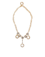 Dolce & Gabbana Gold Crystal Clock Pendant Statement Jewelry Necklace