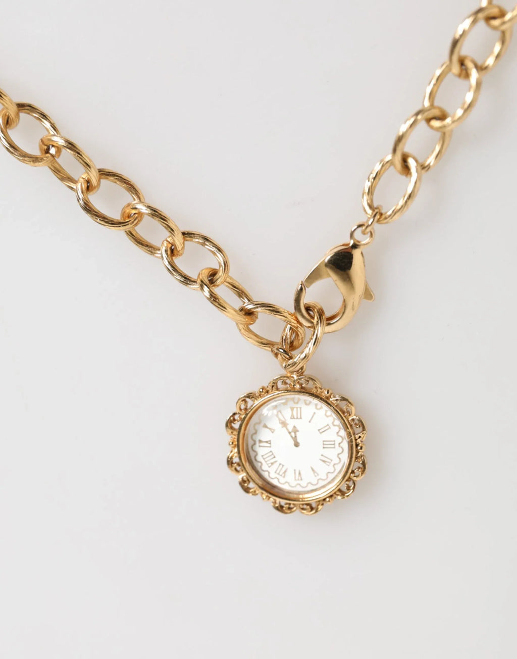 Dolce & Gabbana Gold Crystal Clock Pendant Statement Jewelry Necklace - Zeiniez