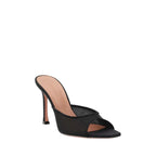 Amina Muaddi Black Fabric Stiletto Heel Sandals - Zeiniez