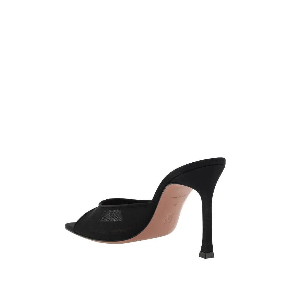 Amina Muaddi Black Fabric Stiletto Heel Sandals - Zeiniez