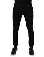 Dolce & Gabbana Black Cotton Stretch Skinny Men Denim Jeans - Zeiniez