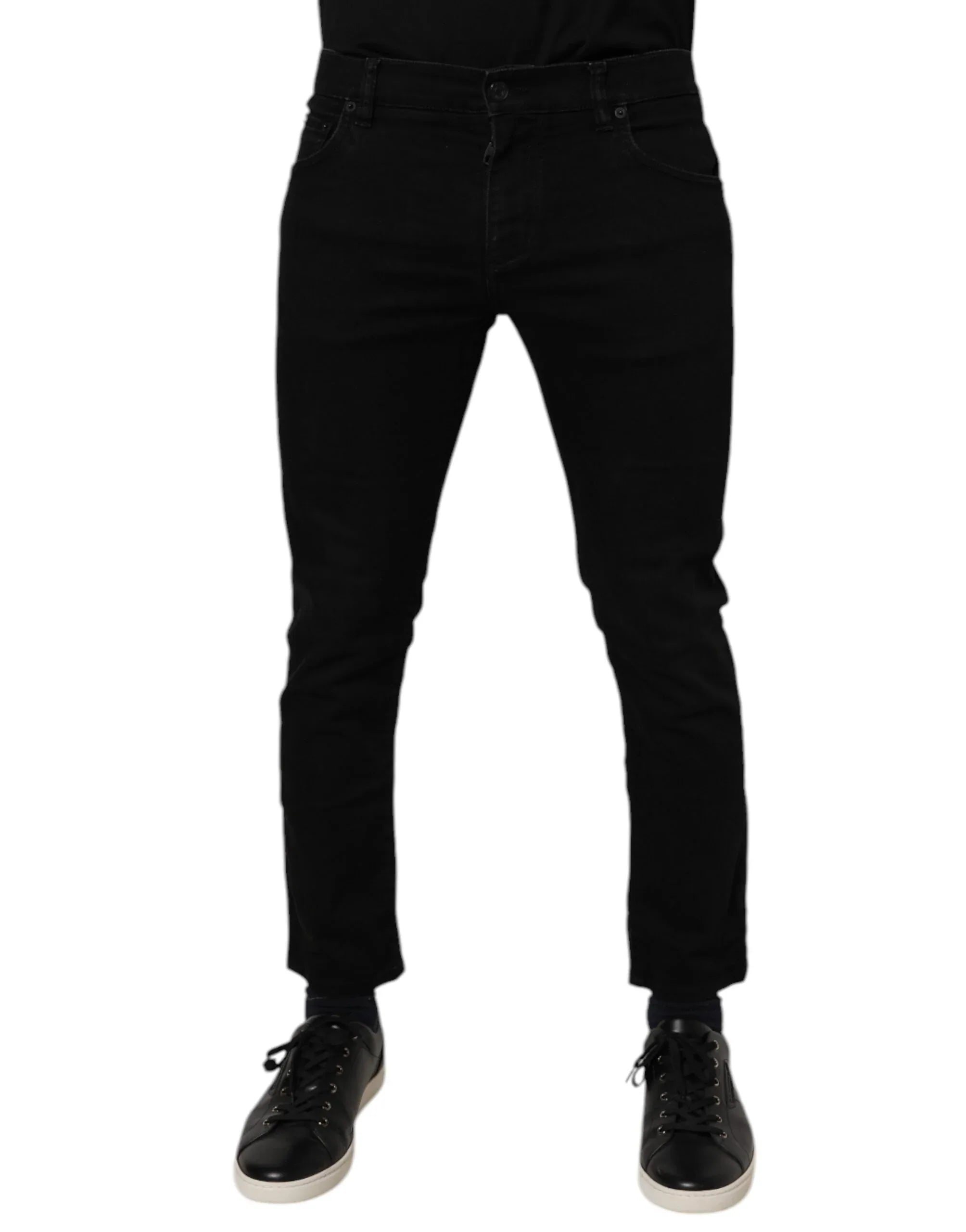 Dolce & Gabbana Black Cotton Stretch Skinny Men Denim Jeans - Zeiniez