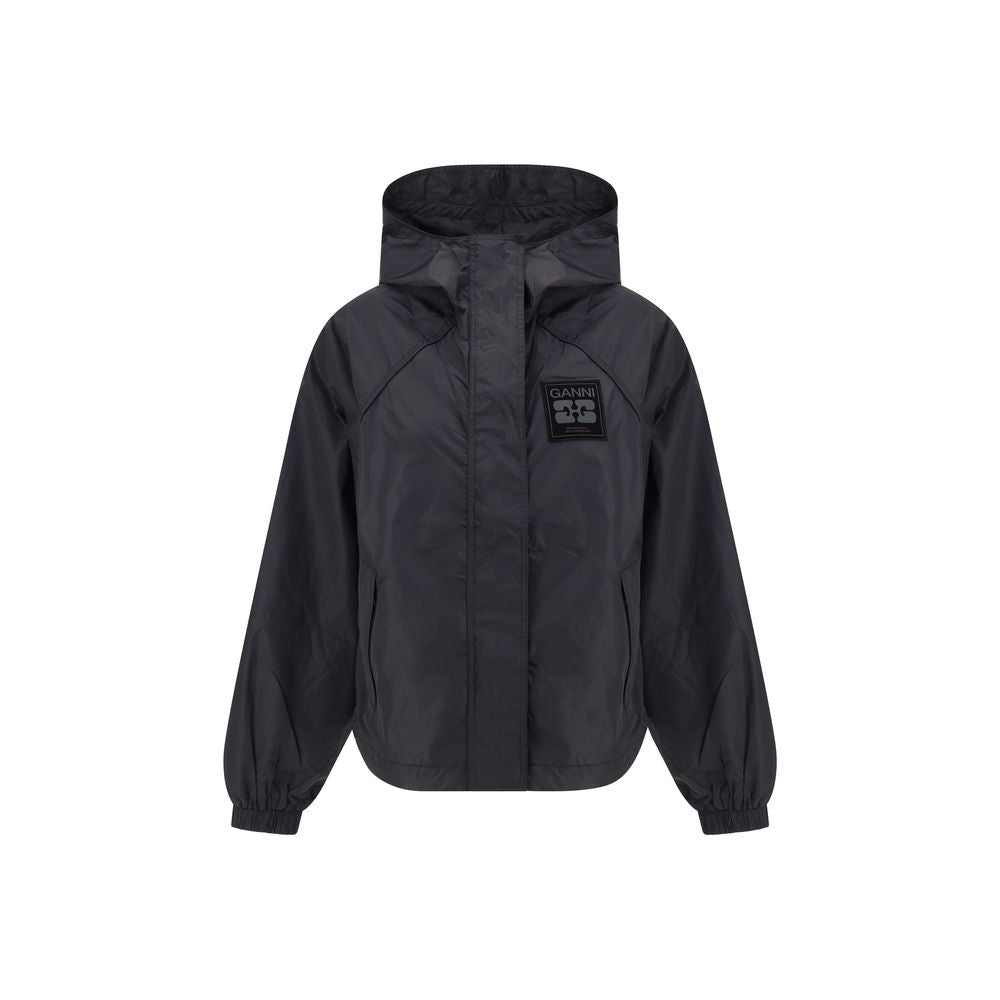 Ganni Black Nylon Shell Jacket - Zeiniez