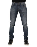 Dolce & Gabbana Blue Washed Cotton Skinny Men Denim Jeans - Zeiniez