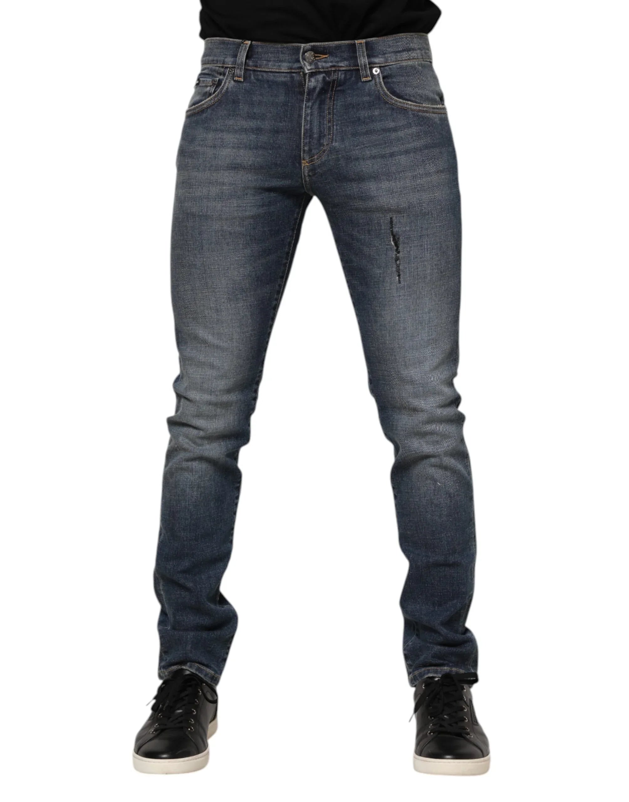 Dolce & Gabbana Blue Washed Cotton Skinny Men Denim Jeans - Zeiniez
