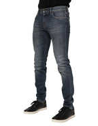Dolce & Gabbana Blue Washed Cotton Skinny Men Denim Jeans - Zeiniez