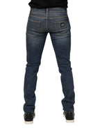 Dolce & Gabbana Blue Washed Cotton Skinny Men Denim Jeans - Zeiniez