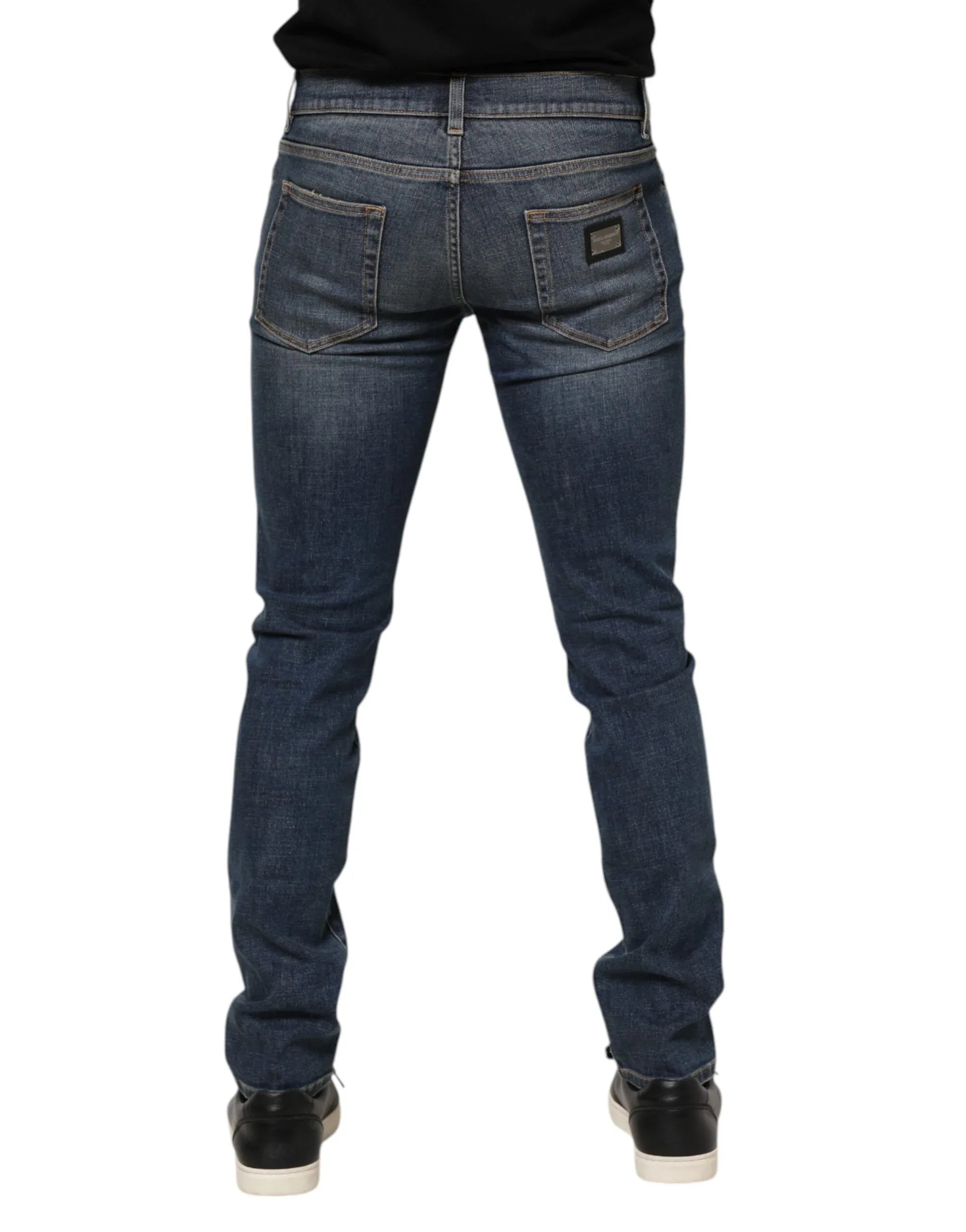 Dolce & Gabbana Blue Washed Cotton Skinny Men Denim Jeans - Zeiniez