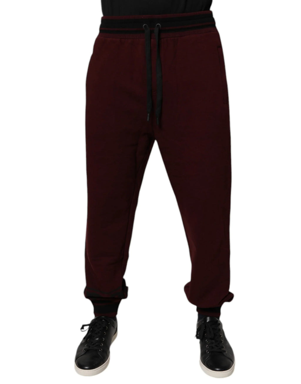 Dolce & Gabbana Maroon Cotton Men Jogger Sweatpants Pants - Zeiniez