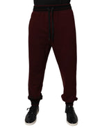 Dolce & Gabbana Maroon Cotton Men Jogger Sweatpants Pants - Zeiniez