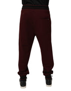 Dolce & Gabbana Maroon Cotton Men Jogger Sweatpants Pants - Zeiniez