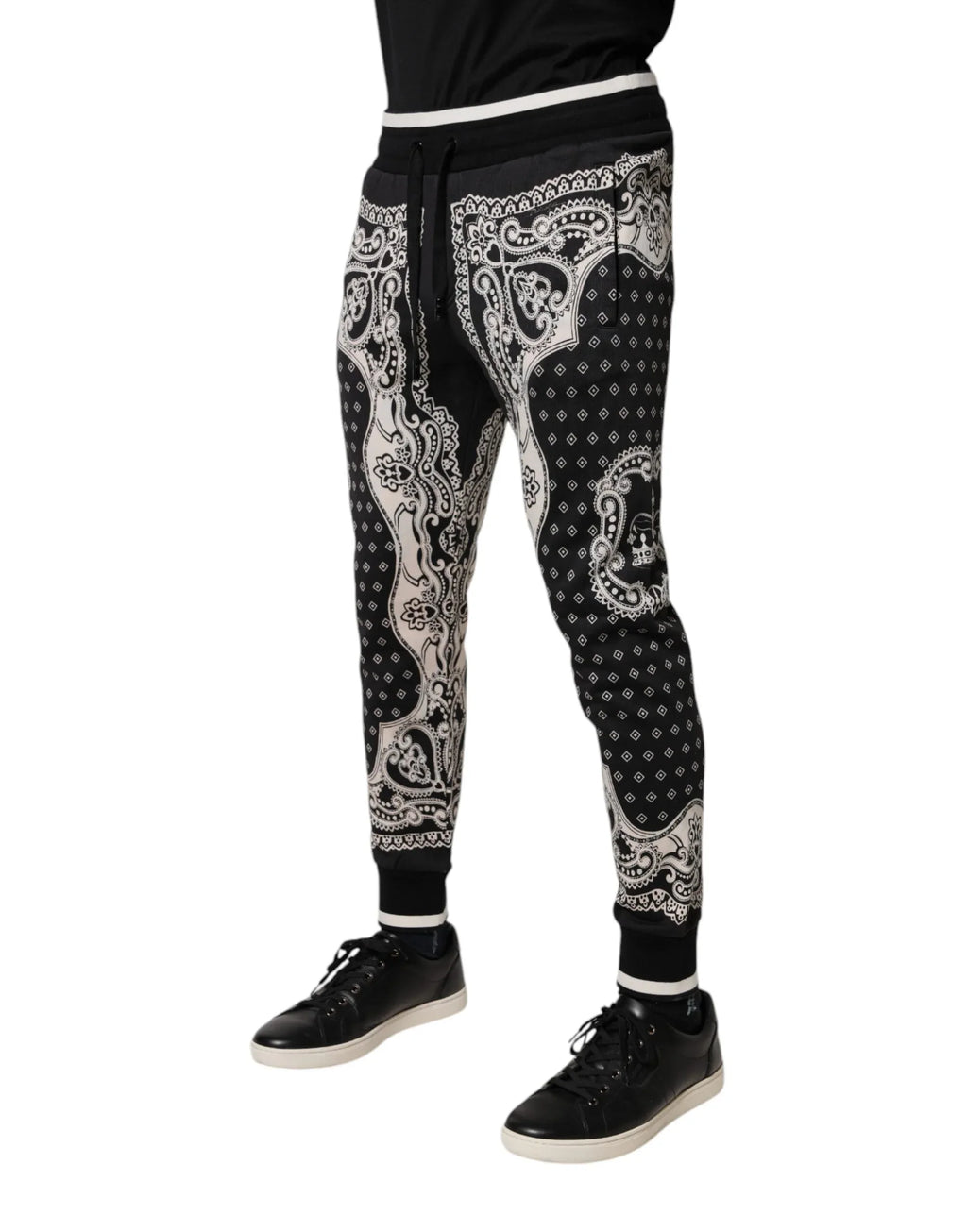 Dolce & Gabbana Black Cotton Bandana Jogger Sweatpants Pants - Zeiniez