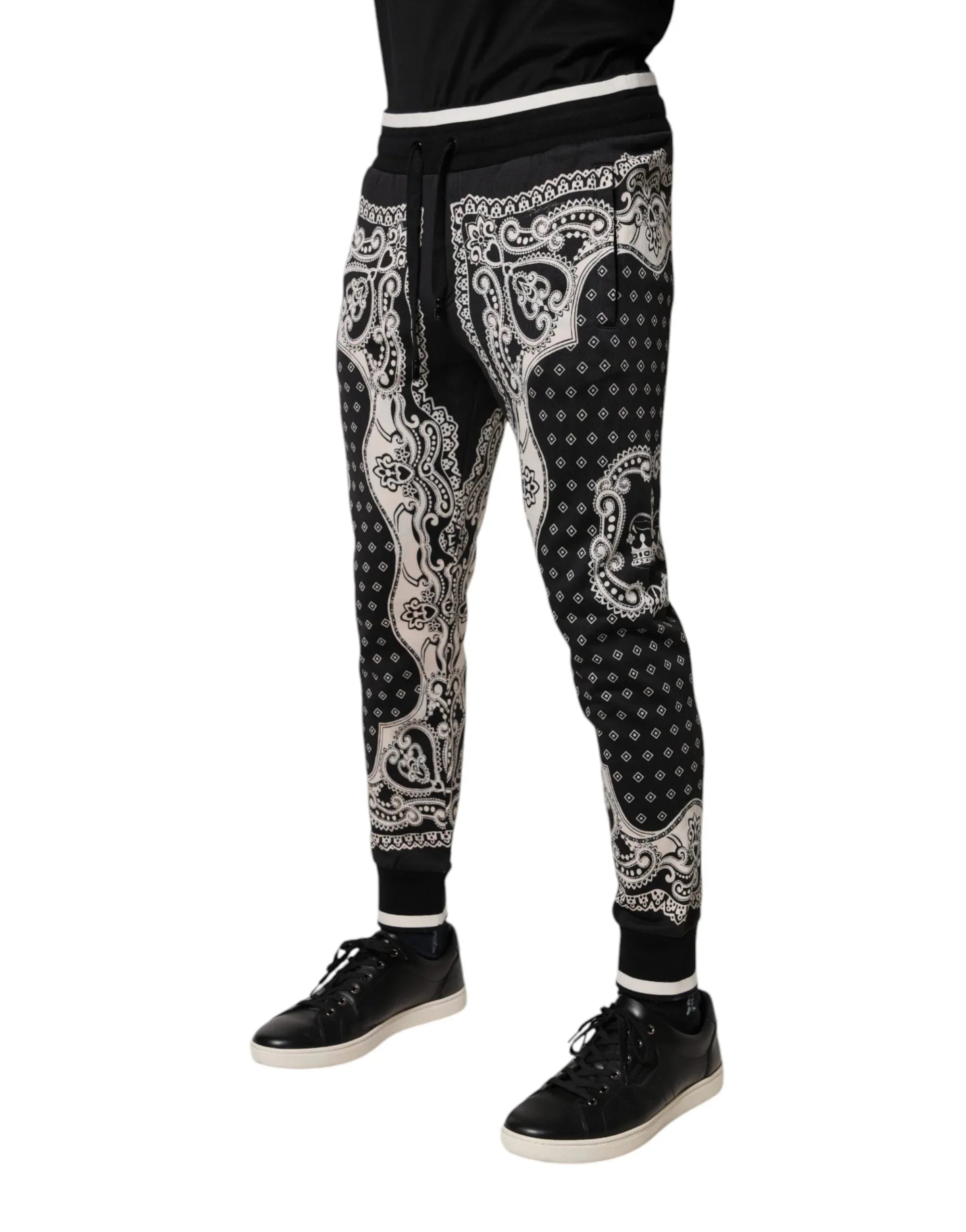 Dolce & Gabbana Black Cotton Bandana Jogger Sweatpants Pants - Zeiniez
