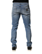Dolce & Gabbana Blue Distressed Cotton Slim Men Denim Jeans - Zeiniez