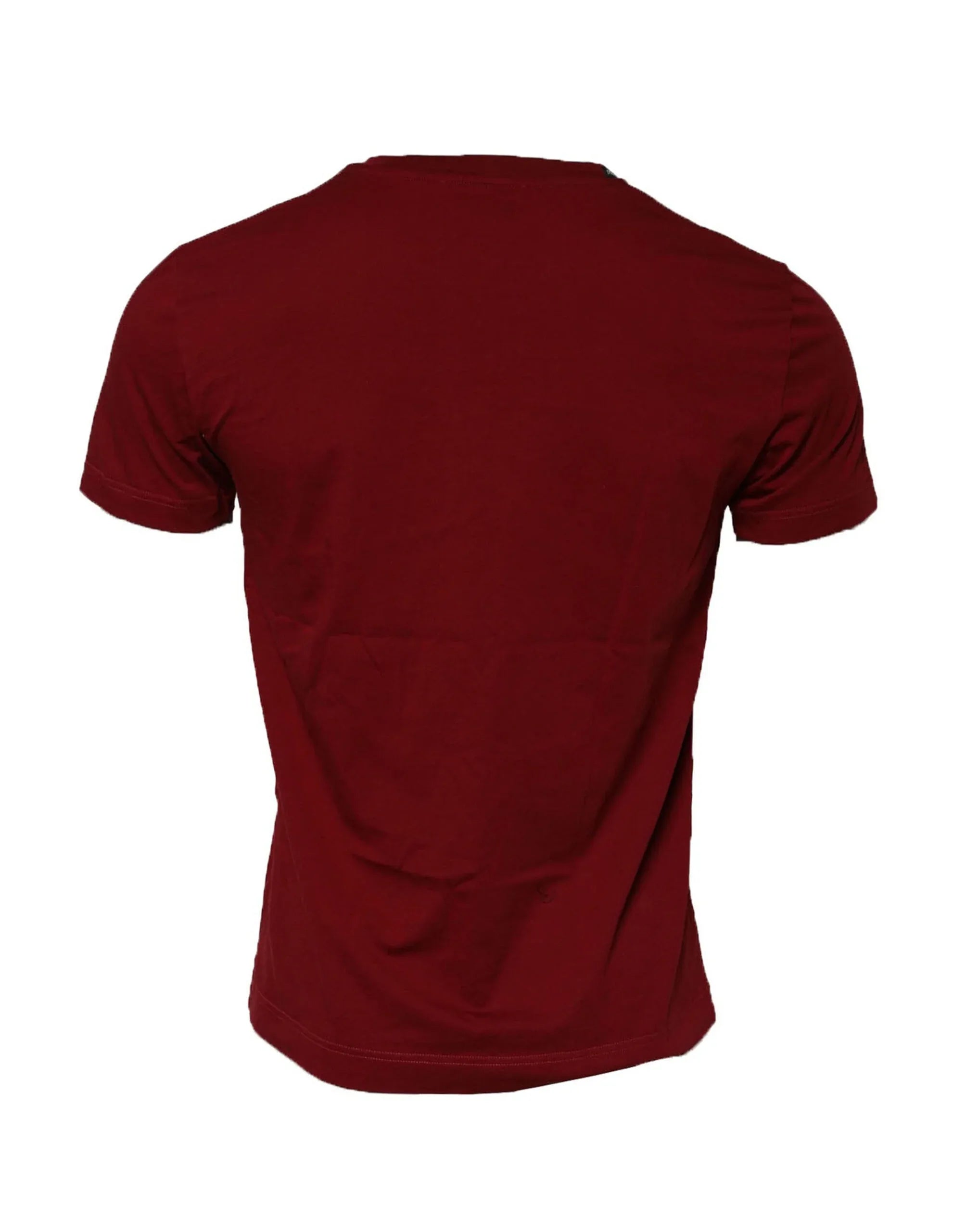 Dolce & Gabbana Maroon Cotton Crew Neck Short Sleeves T-Shirt - Zeiniez