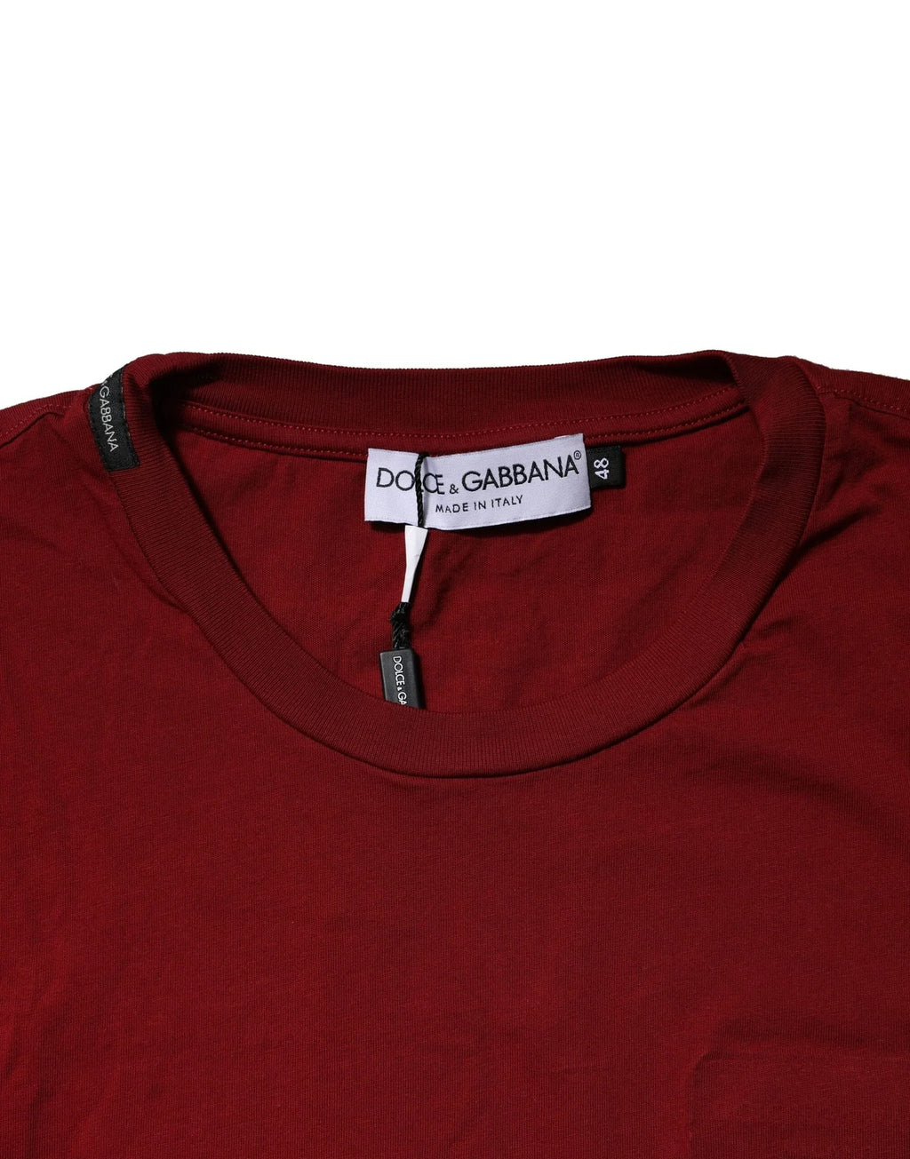 Dolce & Gabbana Maroon Cotton Crew Neck Short Sleeves T-Shirt - Zeiniez