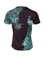 Dolce & Gabbana Violet Peacock Feather Men Crew Neck T-Shirt - Zeiniez