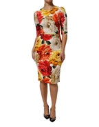 Dolce & Gabbana Multicolor Floral Print Viscose Sheath Dress - Zeiniez