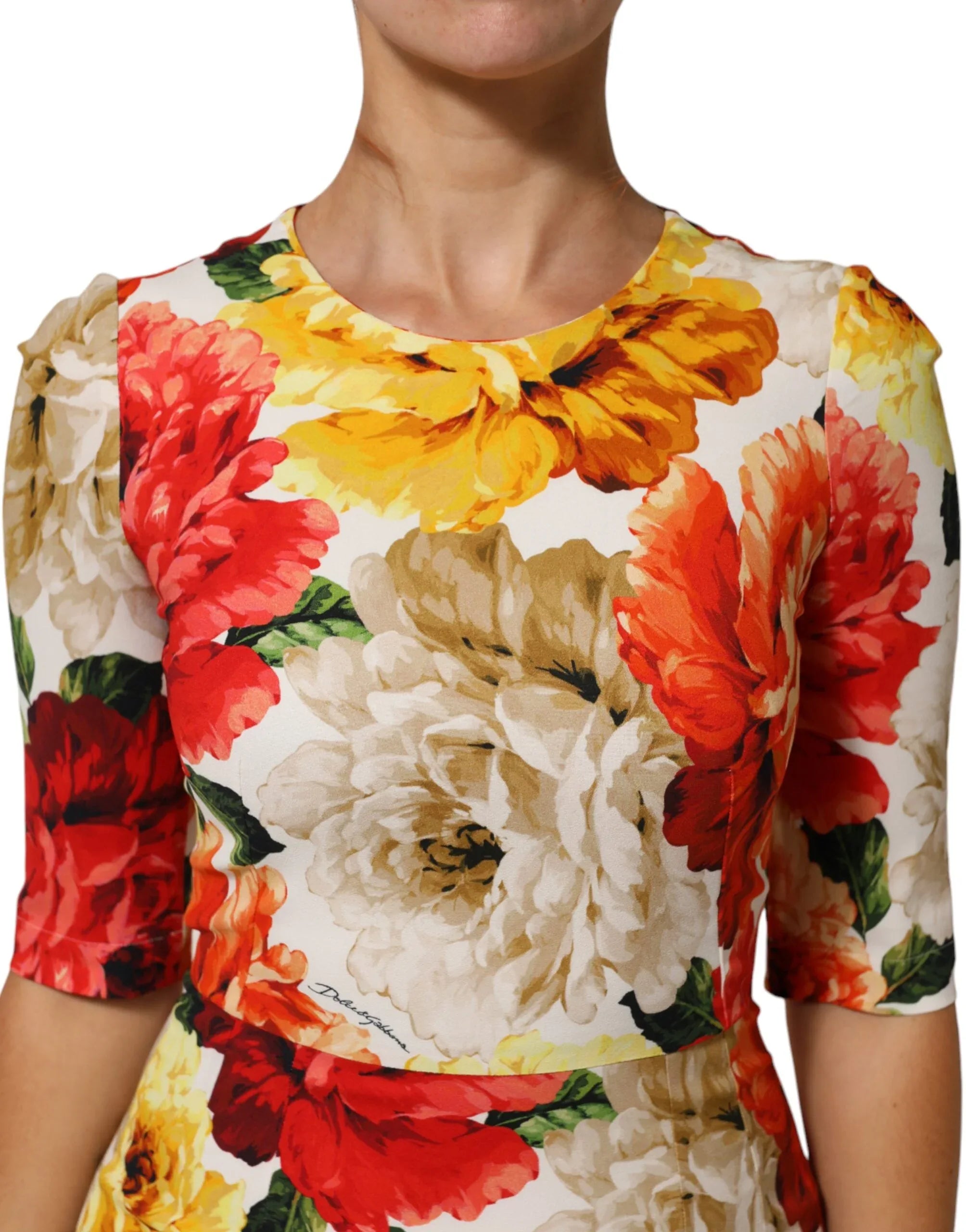 Dolce & Gabbana Multicolor Floral Print Viscose Sheath Dress - Zeiniez