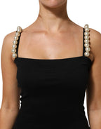 Dolce & Gabbana Black Faux Pearl Cotton Sheath Mini Dress - Zeiniez